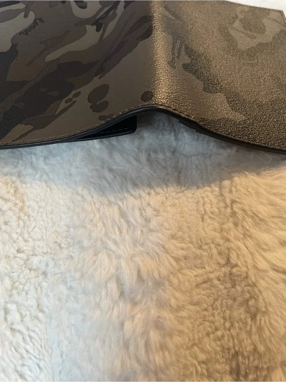 Coach Black & Gray Camo Passport Holder